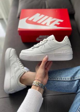 Кроссовки nike air force 1 shadow white женские найк аир форс 1 шадов белые nike air max білі жіночі шкіряні кросівки nike1 фото