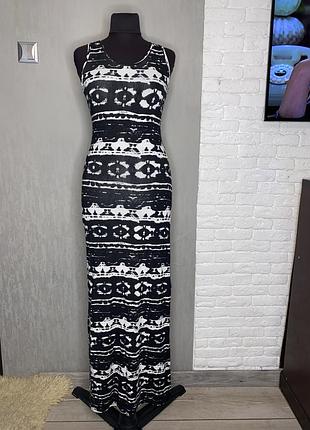 Довга трикотажна сукня плаття максі у цікавий принт zebra , s