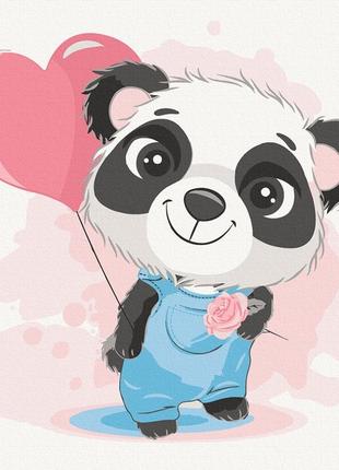 Картина по номерам. "панда с шариком" 30х30 15534-ac