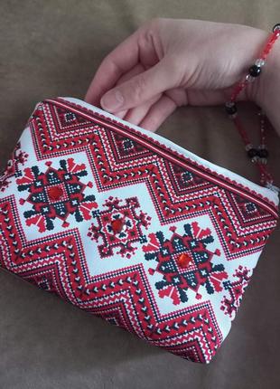 Сумочка-клатч нареченої в українському стилі, червона4 фото