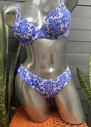 Купальник эвро бренд голубой -белый