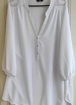 ❤️❤️❤️ белоснежная воздушная удлиненная рубашка, блуза. батал1 фото