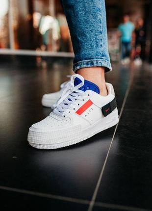 Женские кроссовки nike air force 1 type 354 white blue red / smb