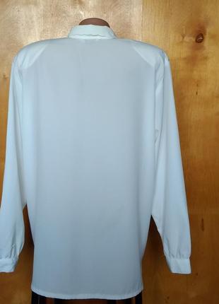 Р 16 / 50-52 классическая нарядная белая айвори блуза блузка рубашка с вышивкой и гофре4 фото