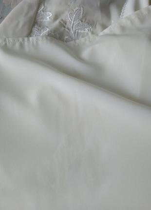 Р 16 / 50-52 классическая нарядная белая айвори блуза блузка рубашка с вышивкой и гофре7 фото