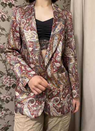 Zara атласный жакет блейзер в этно стиле/жакет без пуговиц/летний жакет7 фото
