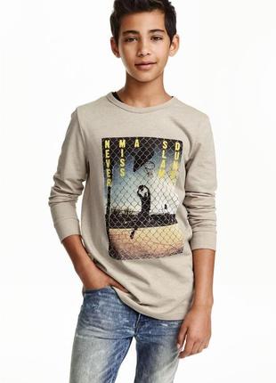Лонгслив h&m бежевый с принтом баскетбол