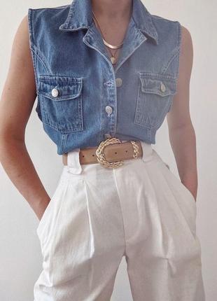 Топ, топик, кроп топ, джинсовый, рубашка, синяя, blue line