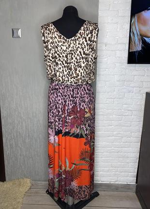 Длинное платье макси с напуском на талии в леопардовый принт bonmarche,xxl 52-54р2 фото