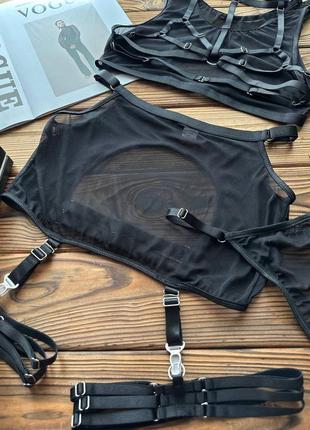 Комплект нижнего белья 6в1 эротический сексуальный соблазнительный с поясом юбкой.8 фото