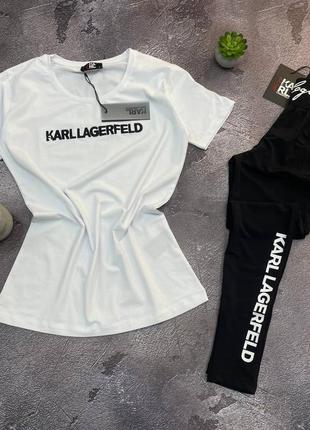 Есть наложка❤️exclusive 1:1, женский летний спортивный костюм от "karl lagerfeld "❤️ футболка+легінси