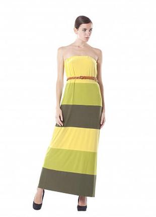 Повсякденне плаття без бретелів, плаття літнє довге в смужку