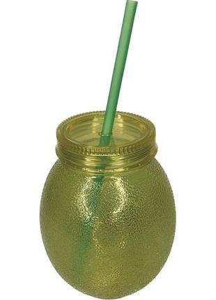 Лимонна акрилова чашка із соломинкою 0,65 л1 фото