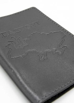 Обкладинка на паспорт патріотична grande pelle, шкіряна обкладинка з гравіюванням, обкладинка чорна на паспорт3 фото