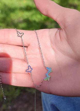 Женское колье "серебряные крылья бабочки" медицинская сталь - оригинальный подарок девушке