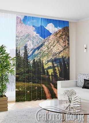 Фото штора "горы" высота - 3,30м, ширина - 1,50м, тесьма, блэкаут
