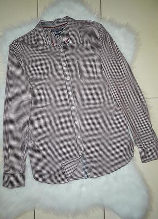 Фирменная рубашка оригинал в гусиную лапку от tommy hilfiger