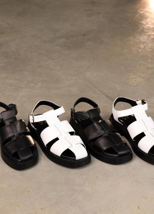 Стильные черня сандалии/босоножки с ремнями женские кожаные/кожа летние,женская обувь на лето 2023-20243 фото