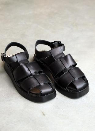 Стильні чорня сандалі/босоніжки з ременями жіночі шкіряні/шкіра літні,жіноче взуття на літо 2023-20247 фото
