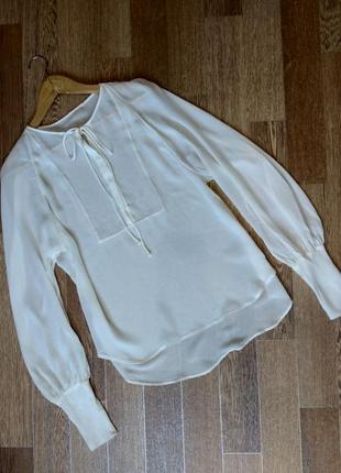 Полупрозрачная молочная блуза из шифона