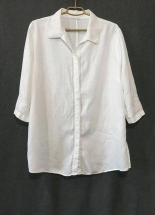 Льняная белоснежная рубашка1 фото