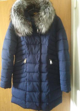 Зимний пуховик пальто с мехом теплый куртка зима