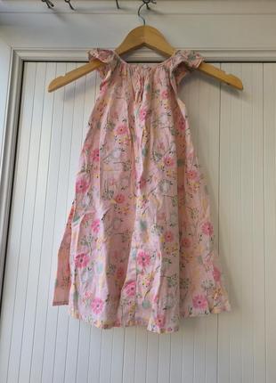 Платье хлопок коттон нежно розовое пудровое цветочный принт для девочки 4-5 лет2 фото