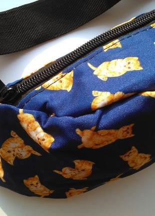 Новая крутая бананка, барыжка, сумка на пояс, поясная сумка рыжие кот котики3 фото