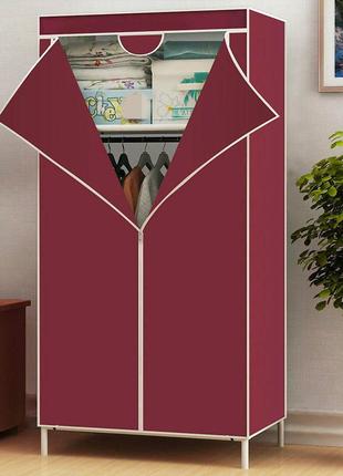 Шафа складана тканинна storage wardrobe km-105 на 2 секції  ⁇  шафа розбірна з тканини  ⁇  органайзер для одягу (106х45х170). колір: коричневий8 фото