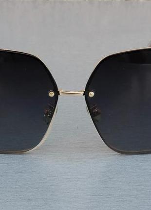 Очки в стиле christian dior женские солнцезащитные черные в золотой металлической оправе2 фото
