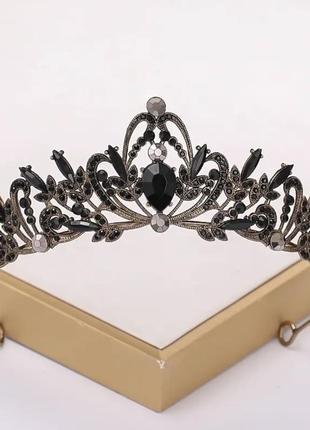 Диадема/корона для ребенка/девочки/взрослого на голову с чёрными камнями