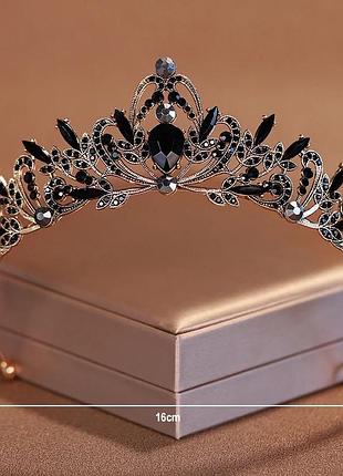 Диадема/корона для ребенка/девочки/взрослого на голову с чёрными камнями
