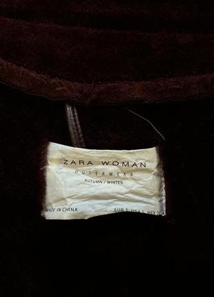Zara теплая куртка дубленка осенняя зимняя с поясом длинная8 фото