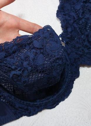 80dd-36dd шикарный темно-синий мягкий кружевной бюстгальтер на косточках