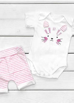 Летний комплект на девочку зайка 86р