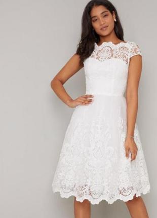 Біла весільна сукня для нареченої міді кружево chi chi london