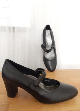 Кожаные туфли на удобном каблуке footglove  5 1/21 фото