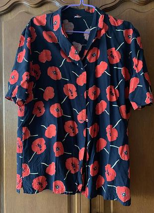 Блуза рубашка с маками
