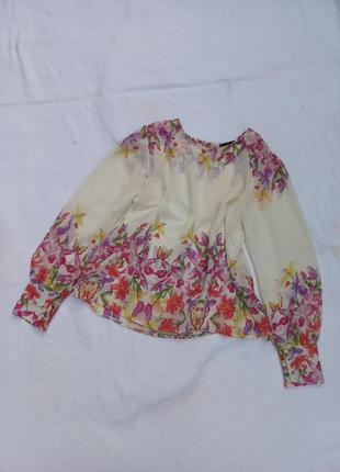 Стильная блуза с длинным рукавом, блуза в цветочный принт