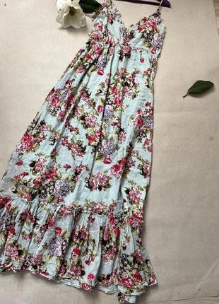 Красивое длинное платье сарафан lindex в цветочный принт.9 фото