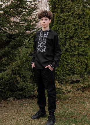 Очень стильная вышиванка из льна 110-164