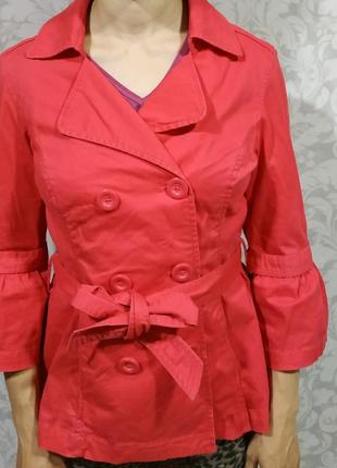 Пальто пиджак жакет червоний з рукавом 3/4 осінньо літнє1 фото