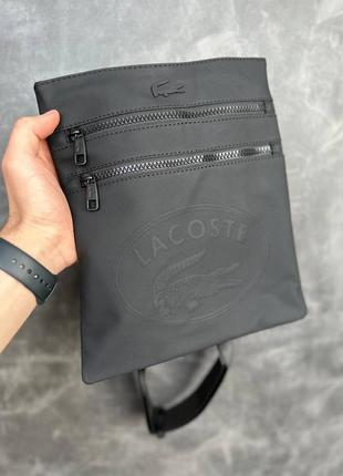 Чоловіча сумка lacoste чорна барсетка / сумка на плече