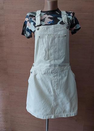 🤎💛💜 мега крутой джинсовый сарафан цвета светлый беж