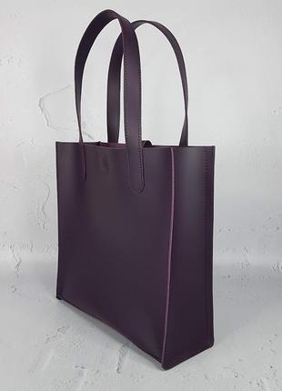 Сумка середня натуральна шкіра жіноча, суперматовий баклажан 16273 фото