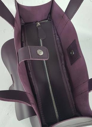 Сумка середня натуральна шкіра жіноча, суперматовий баклажан 16274 фото