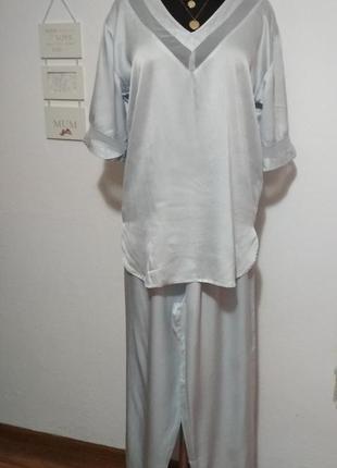 100% натуральный шёлк фирменный шелковый костюм в пижамном стиле!!!2 фото