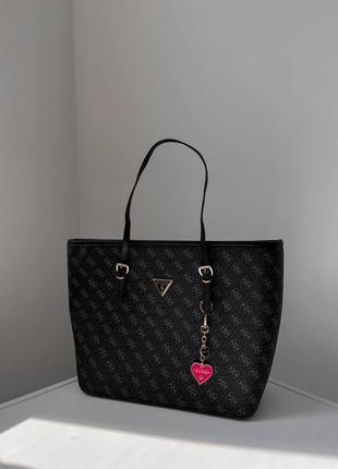 Чорна жіноча сумка шопер якісна вмістка guess1 фото