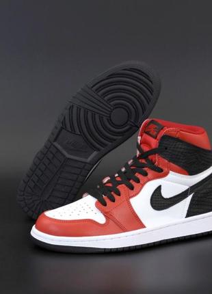 Мужские кроссовки nike air jordan 1 high red black white 41-42-43-44