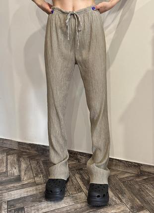 Zara текстурированные натуральные вискоза брюки клеш2 фото